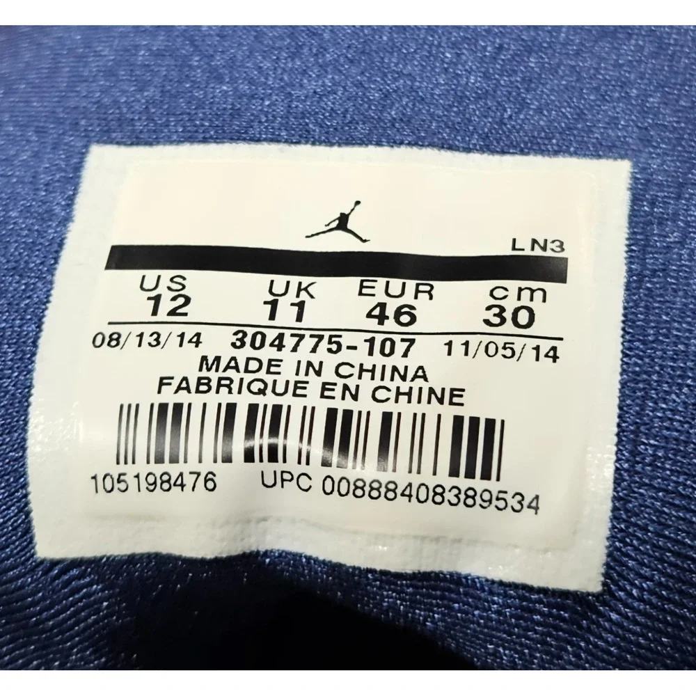AIR JORDAN 7 VII RETRO USED SIZE 12 WHITE FRENCH BLUE FLINT GREY 304775-107 - Picture 9 of 9